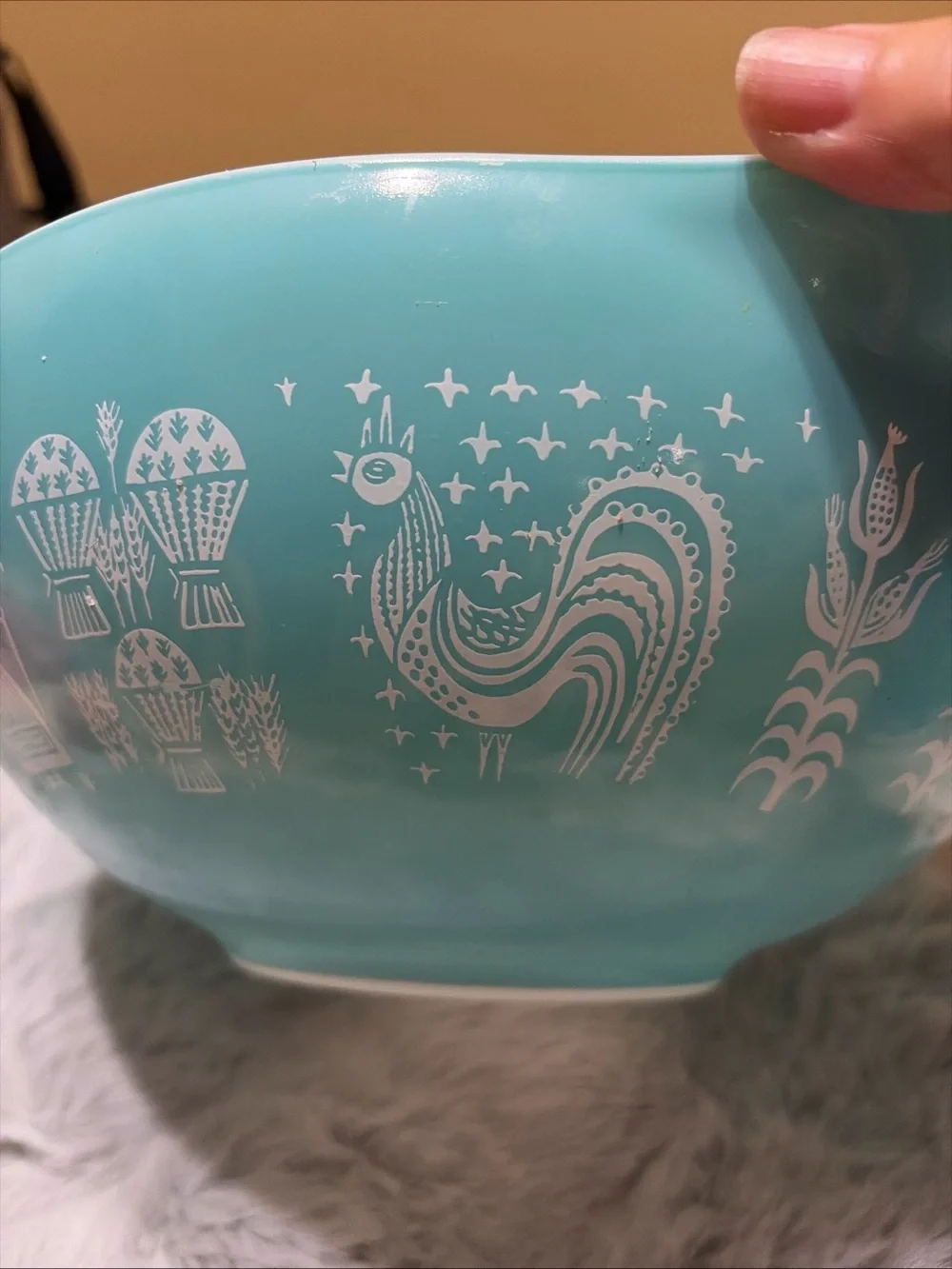 Rare Vintage Pyrex cinderella mixing bowl in amish butter print! 4 quart!
